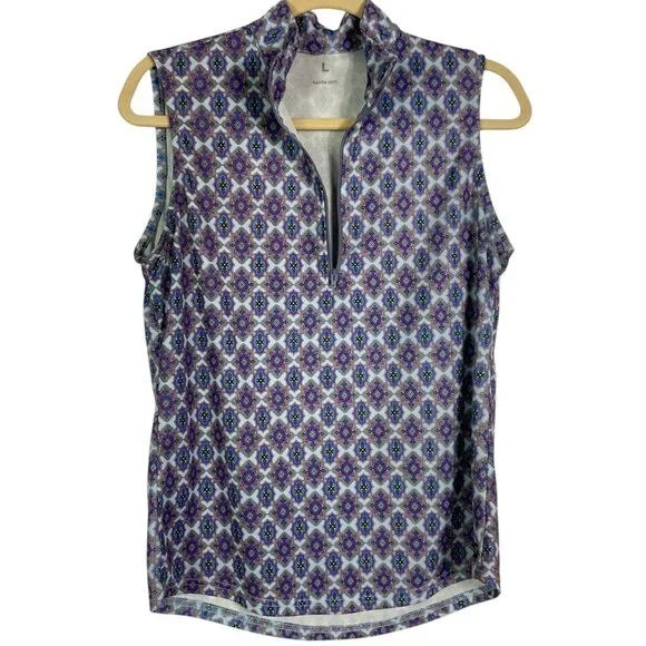 Kerrits Ice Fil Riding Tank Top Large Quarter Zip Purple - Picture 2 of 8